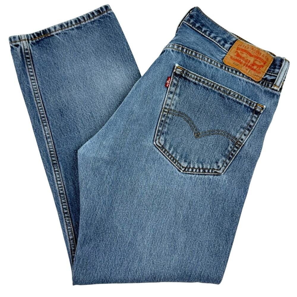 Levi's 505 Straight Leg Jeans 36 x 30 Medium Wash Blue Cotton Denim 90s Vibes